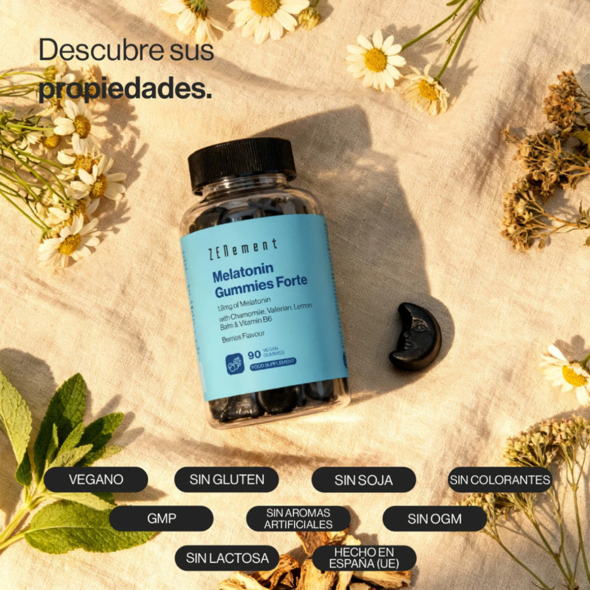 Gummies de Melatonina Forte 1,9 mg Zenement 90 Gominolas Veganas