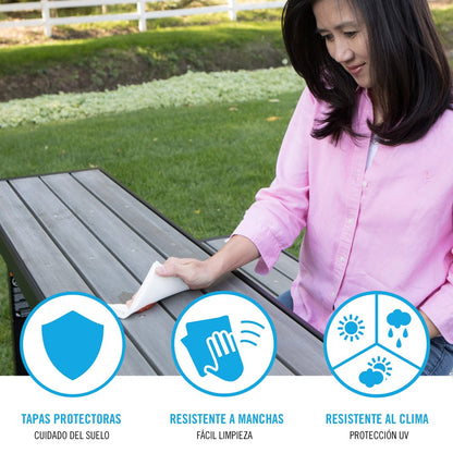 Banco Convertible En Mesa Lifetime Color Gris_3