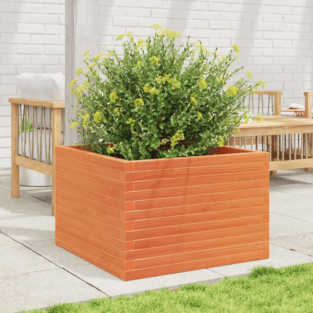 Jardinera De Madera Maciza De Pino Marrón Cera 70x70x46 Cm_2