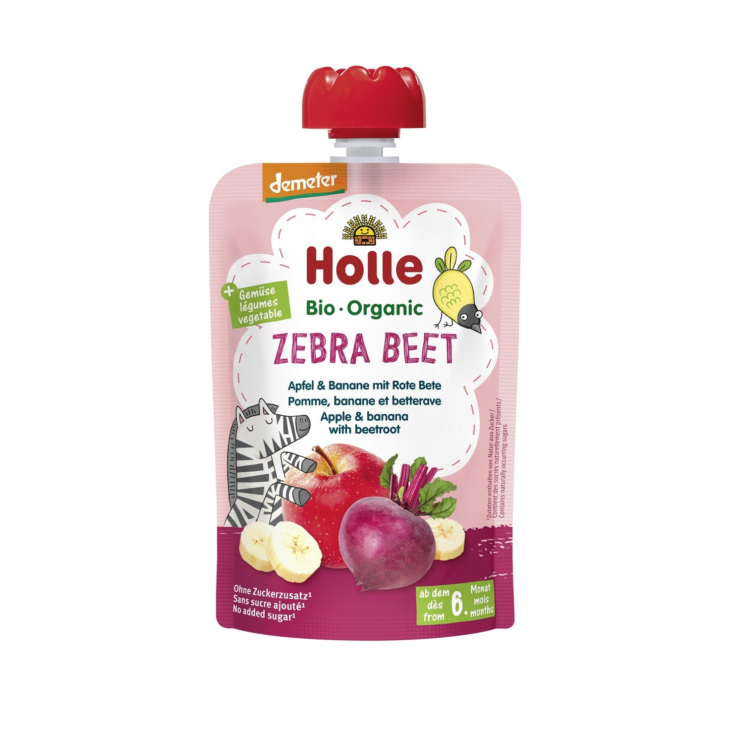 ZEBRA BEET - Maçã, Banana, Beterraba (a partir dos 6 meses) Eco/Dem Holle 100g