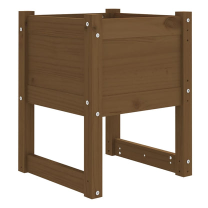 Jardinera 2 Uds Madera Maciza De Pino Marrón Miel 40x40x52,5 Cm_3