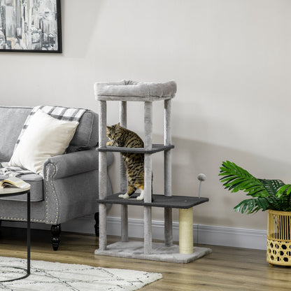 Pawhut Barril Rascador Para Gatos De 3 Niveles Altura 102 Cm Con Poste De Sisal_3