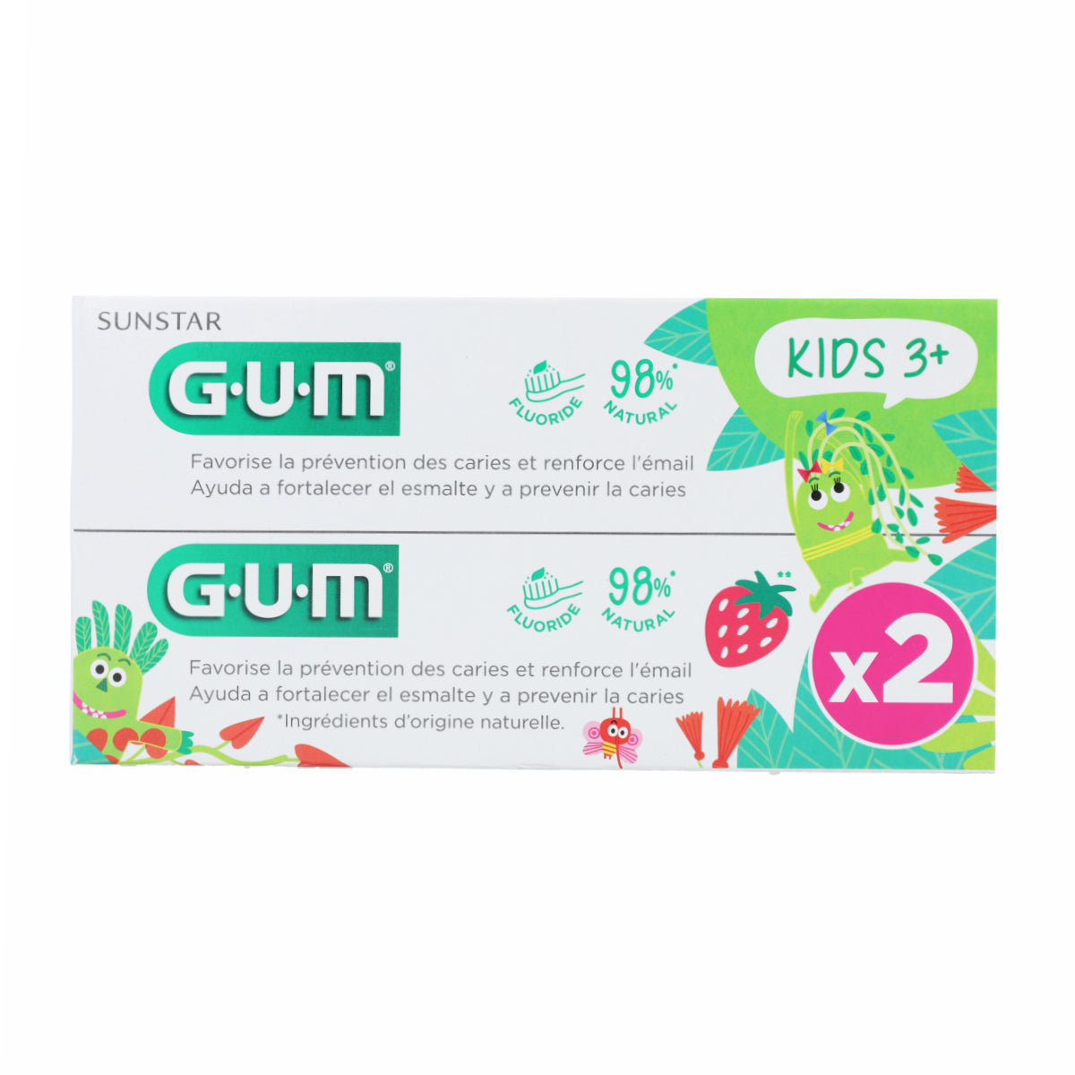 Kids duo pack gel dent sabor fresa Gum 2x50ml