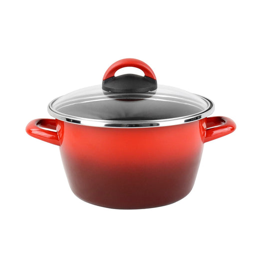 Olla 'sr' Ø28cm Con Tapa Vidrio Rojo Magefesa_0