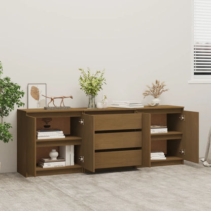 Armario Auxiliar Marrón Miel Madera Maciza De Pino 180x36x65 Cm_2
