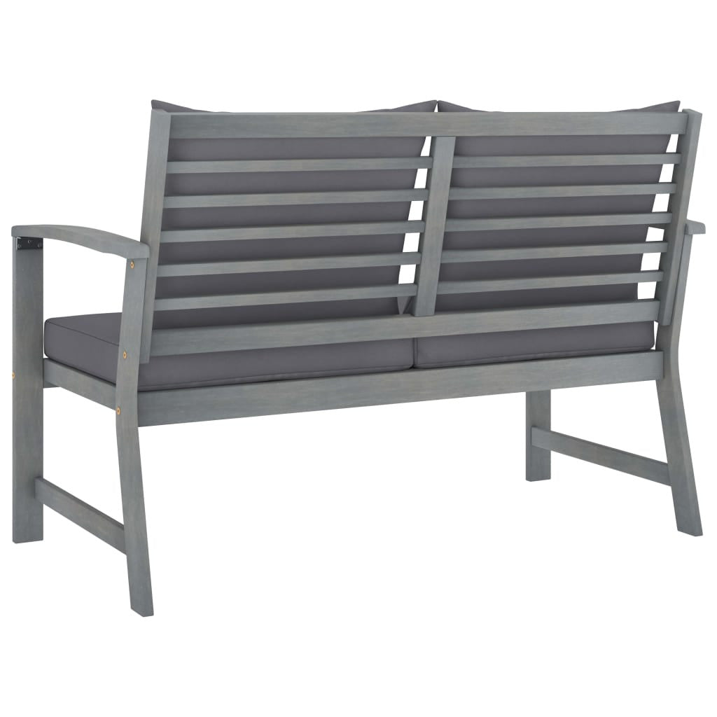 Vidaxl Banco De Jardín 120 Cm Cojines Gris Oscuro Madera Acacia Maciza_3