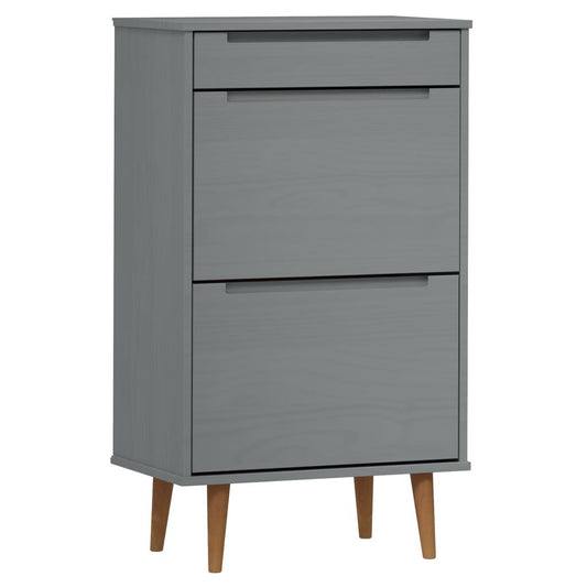 Vidaxl Zapatero Molde Madera Maciza De Pino Gris 59,5x35x103 Cm_0