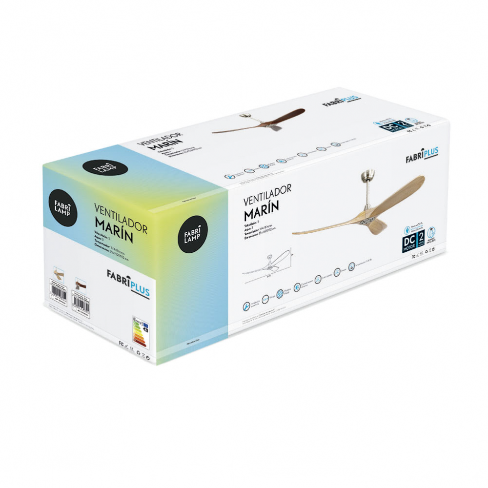 Ventilador Dc Marin Niquel 3 Aspas Haya Sin Luz 6 Velocidades 152d Temporizador Y Remoto 24_1