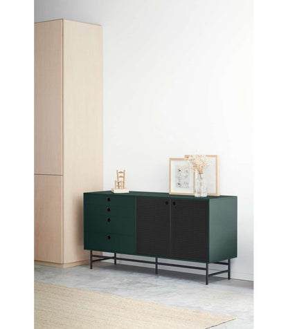 Mueble Aparador Para Comedor Modelo Punto 2 Puertas 4 Cajones Acabado Verde/negro, 47cm(an_5
