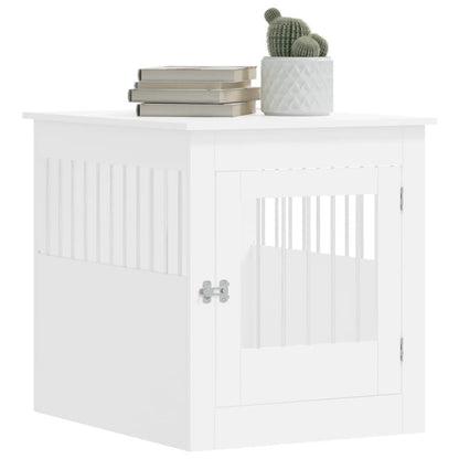 Jaula Para Perros Estilo Mueble Blanco 64,5x80x71 Cm Material De Madera_3