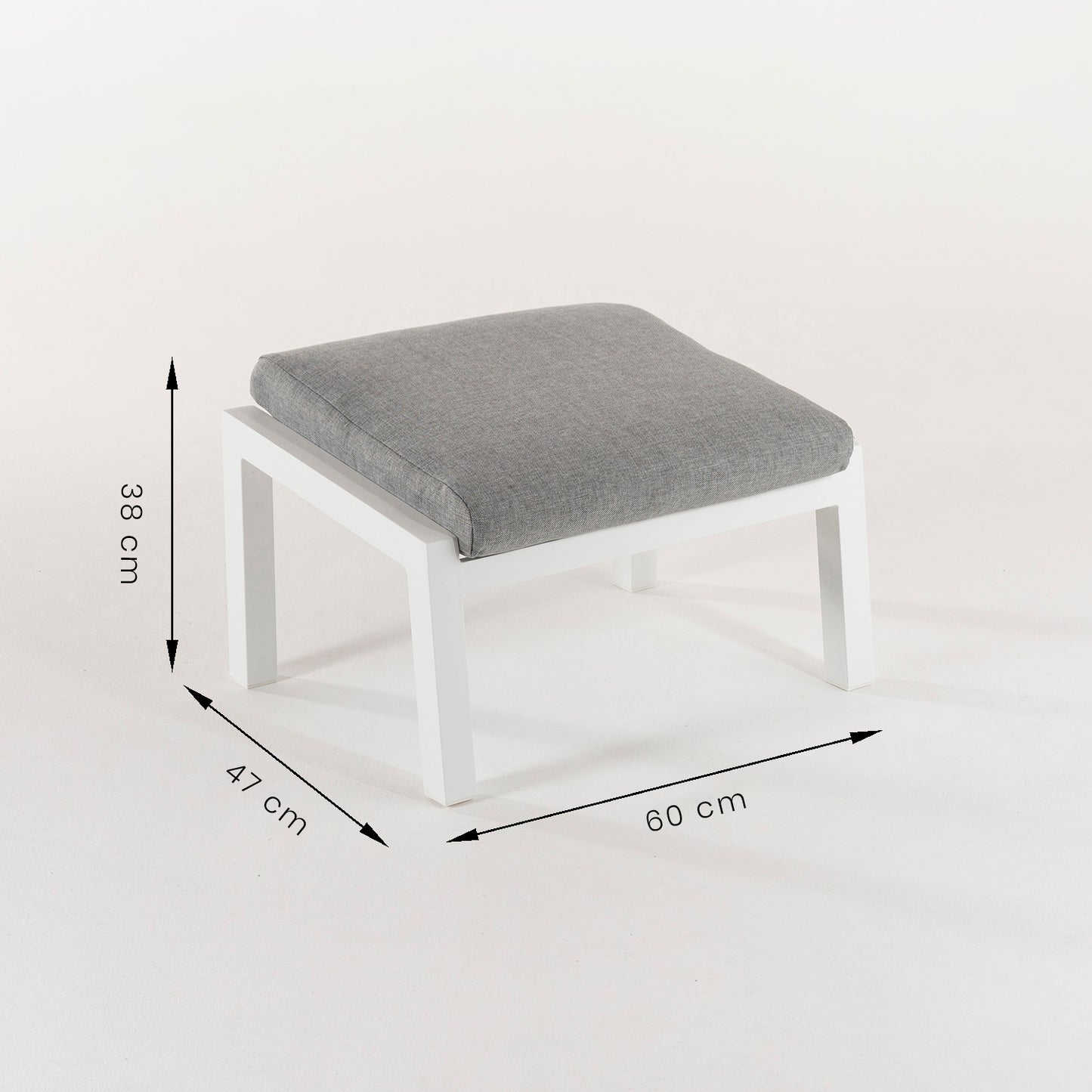 Puff De Exterior, Reforzado, Aluminio, Color Blanco, Reposapies:60x47x38_4