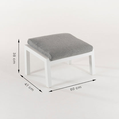 Puff De Exterior, Reforzado, Aluminio, Color Blanco, Reposapies:60x47x38_4