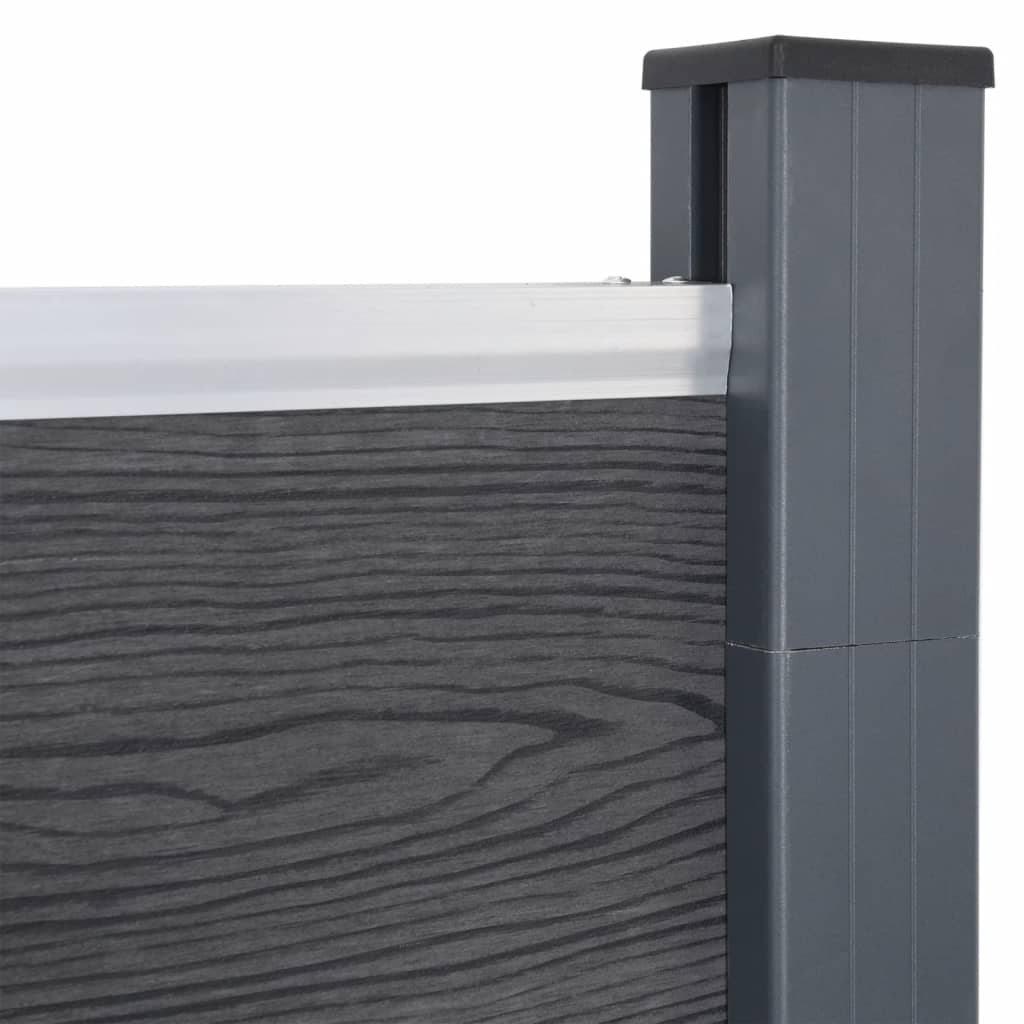 Juego De Paneles De Valla Wpc Gris 699x186 Cm / Vetonek_5