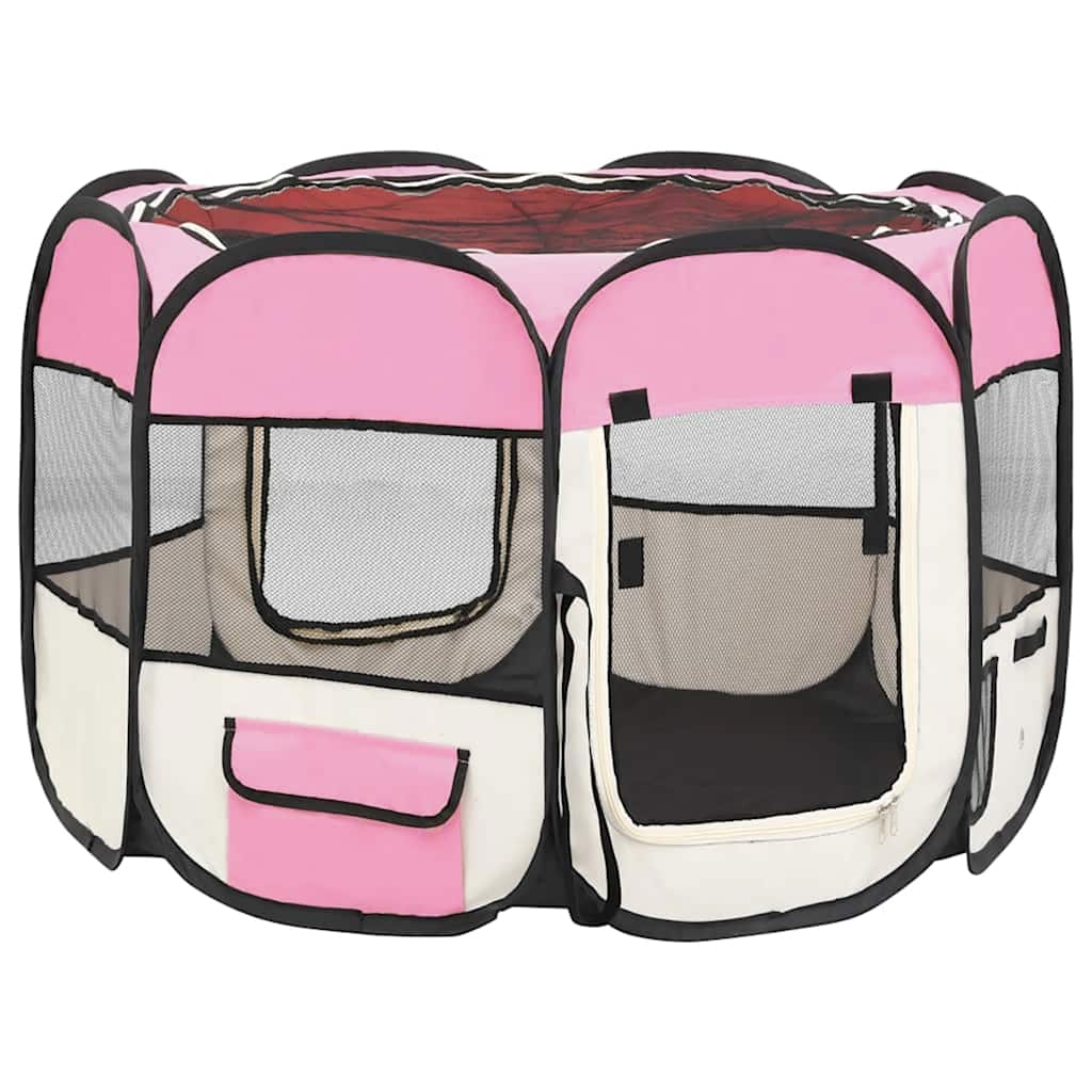 Parque De Perros Plegable Bolsa De Transporte Rosa 90x90x58 Cm_2