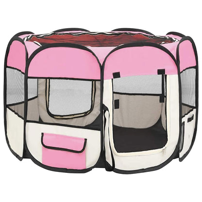 Parque De Perros Plegable Bolsa De Transporte Rosa 90x90x58 Cm_2