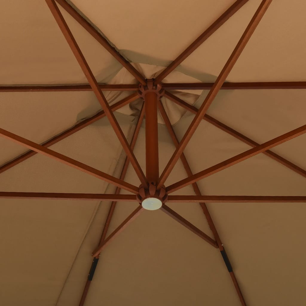 Vidaxl Sombrilla Colgante Con Palo De Madera Taupe 300 Cm_4