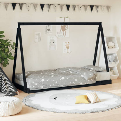 Vidaxl Estructura De Cama Para Niños Madera De Pino Negro 80x200 Cm_1