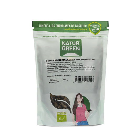 Sementes de abóbora biológicas, Naturgreen, 350 g