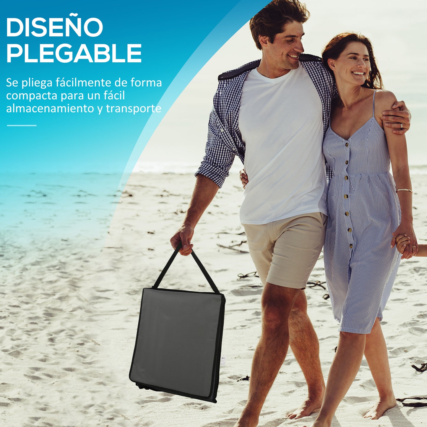 Outsunny Conjunto De 2 Esterillas De Playa Plegable 142x51x40 Cm Gris_5