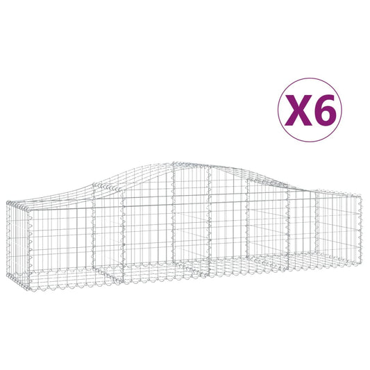 Cestas De Gaviones 6 Uds Forma De Arco Hierro 200x50x40/60 Cm_0