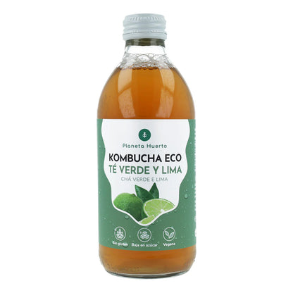 Pack 12x Kombucha ECO chá verde e lima Planeta Huerto 330 ml
