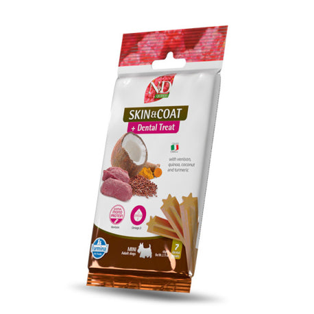 N&amp;D Quinoa Dental Treat para cães, pele e pelagem, raças mini de veado, 60 g, 7 unidades