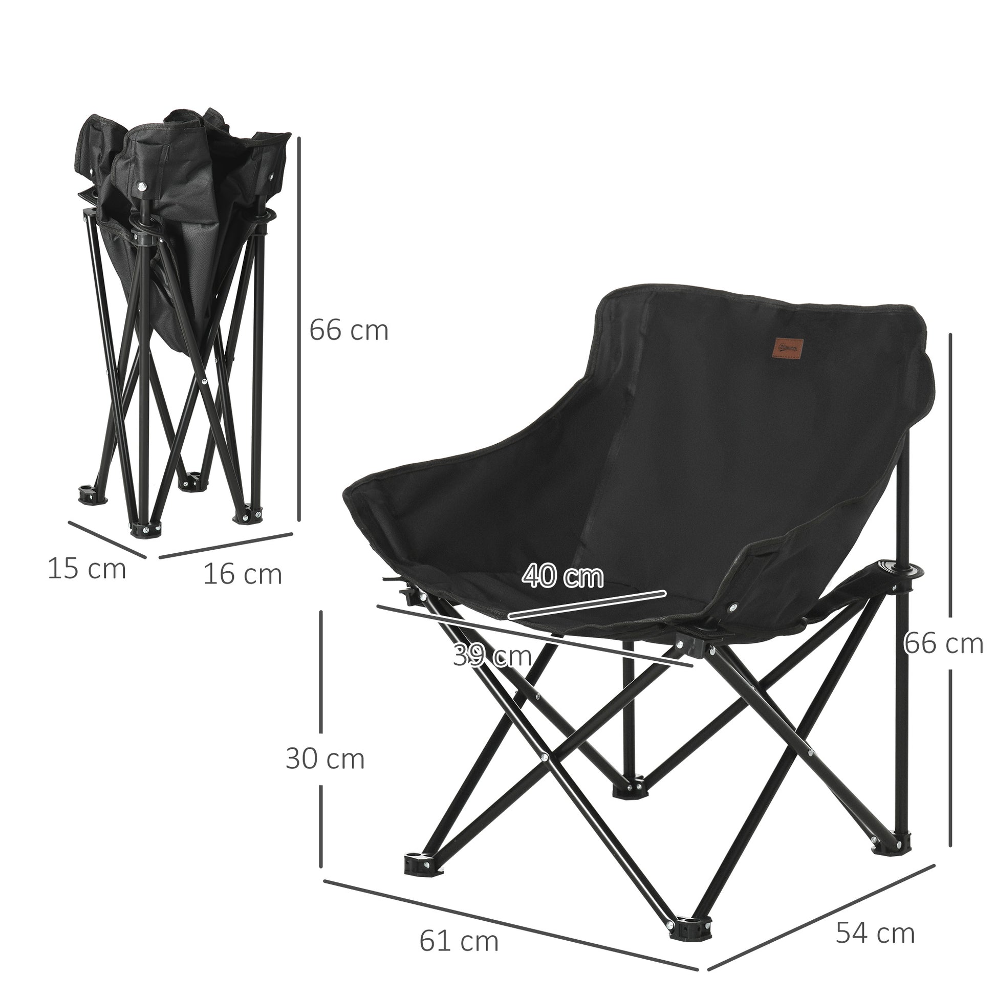 Outsunny Silla De Camping Plegable Con Bolsa De Transporte Carga 110 Kg Negro_2