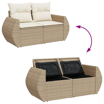 Set Sofás De Jardín 7 Piezas Y Cojines Ratán Sintético Beige / Vetonek_3