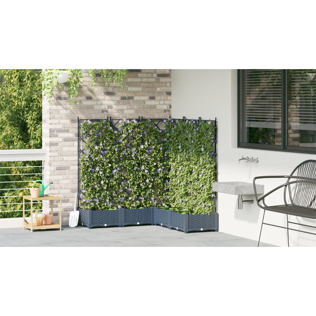 Vidaxl Maceta De Jardín Con Enrejado 5 Pcs Gris 120 X 120 X 125.5 Cm_3