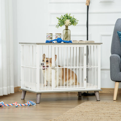 Pawhut Jaula Para Perros De Madera 86x60x70 Cm Con Superficie De Mesa Puerta_1