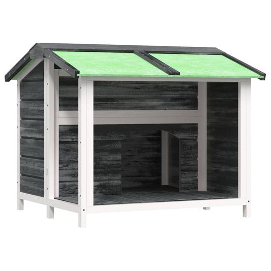 Caseta Para Perros Madera Maciza De Pino Gris 96x87x80,5 Cm_0