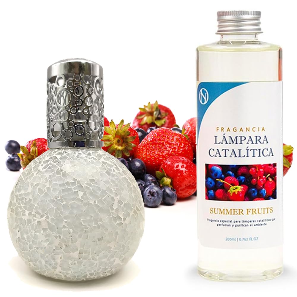 Lámpara Catalítica Mosaico Blanco + Aroma Summer Fruits 500ml - Elimina Malos Olores, Impurezas Y Perfuma_0