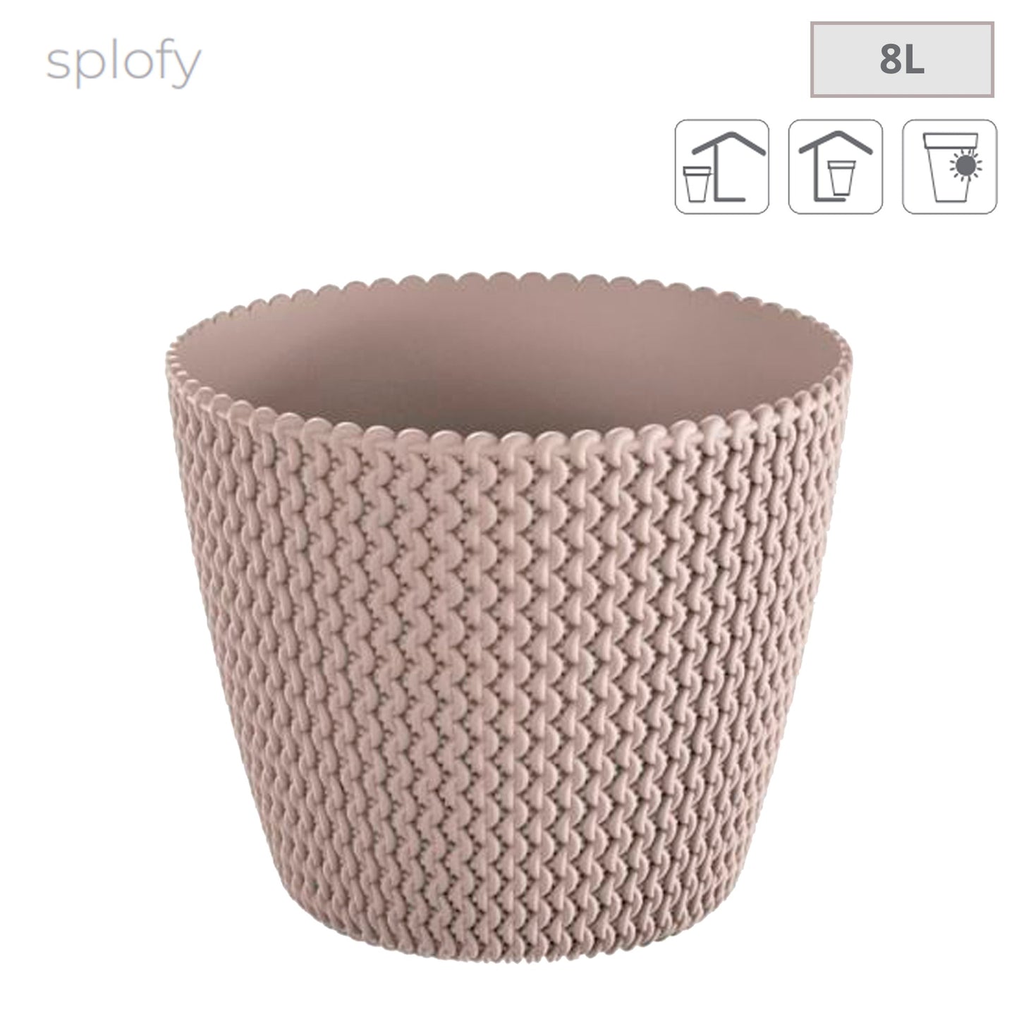2x Maceta Redonda 8l Prosperplast Splofy De Plastico En Color Mocca, Ø25,9 X 22 Cm_1