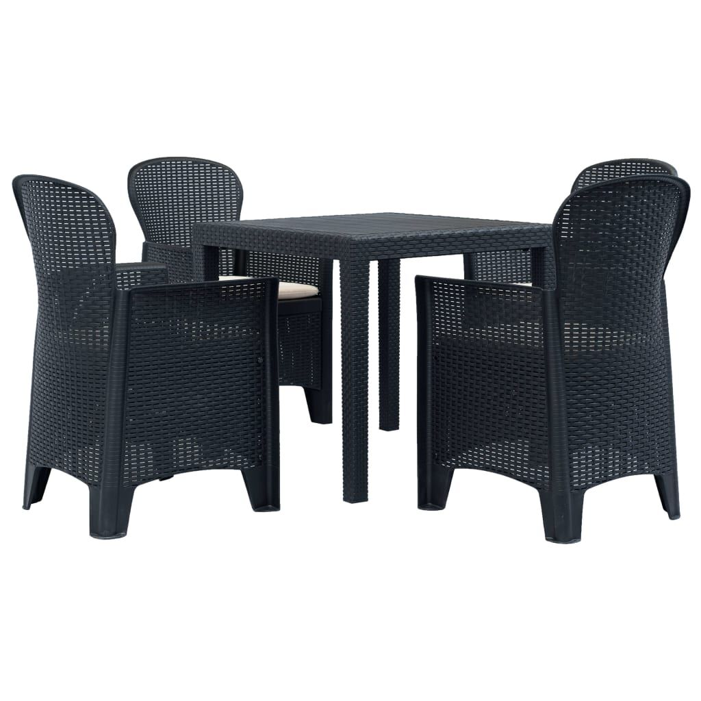 Vidaxl Comedor De Jardín 5 Pzas Plástico Gris Antracita Aspecto Ratán_0