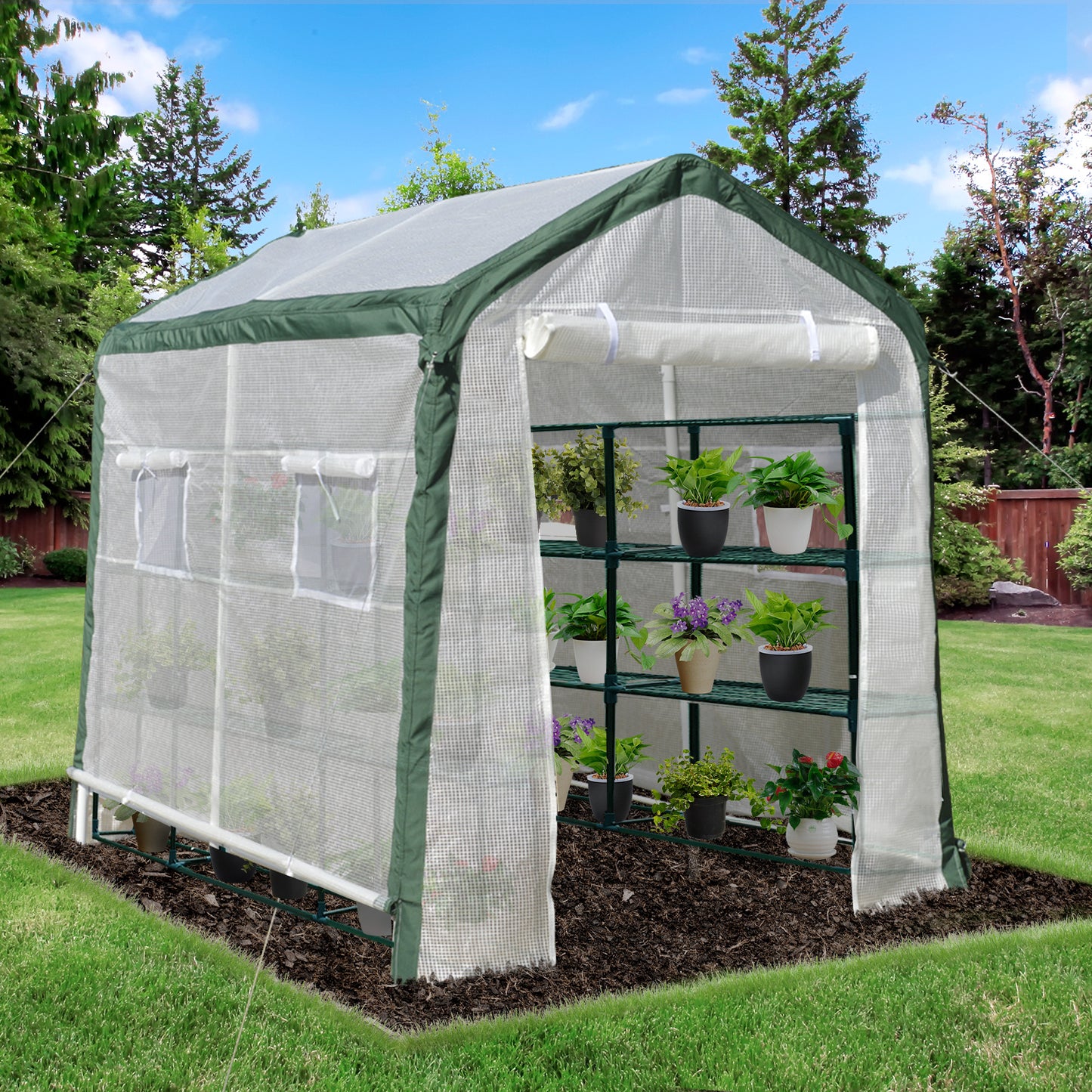 Outsunny Invernadero De Jardín 240x180x200cm 4 Ventanas Y Puerta Para Cultivo De_1