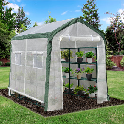 Outsunny Invernadero De Jardín 240x180x200cm 4 Ventanas Y Puerta Para Cultivo De_1