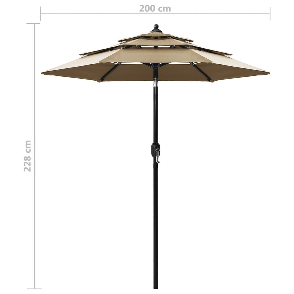 Vidaxl Sombrilla De Jardín De 3 Niveles Con Palo De Aluminio Taupe 2 M_2
