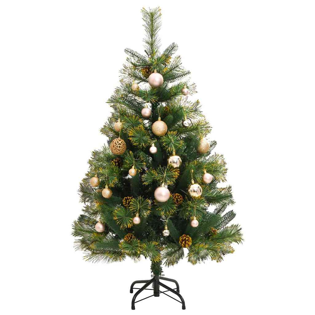 Vidaxl Árbol Navidad Artificial Con Bisagras 150 Led Y Bolas 120 Cm_3