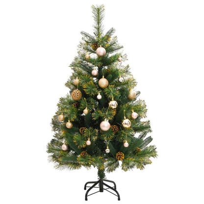 Vidaxl Árbol Navidad Artificial Con Bisagras 150 Led Y Bolas 120 Cm_3