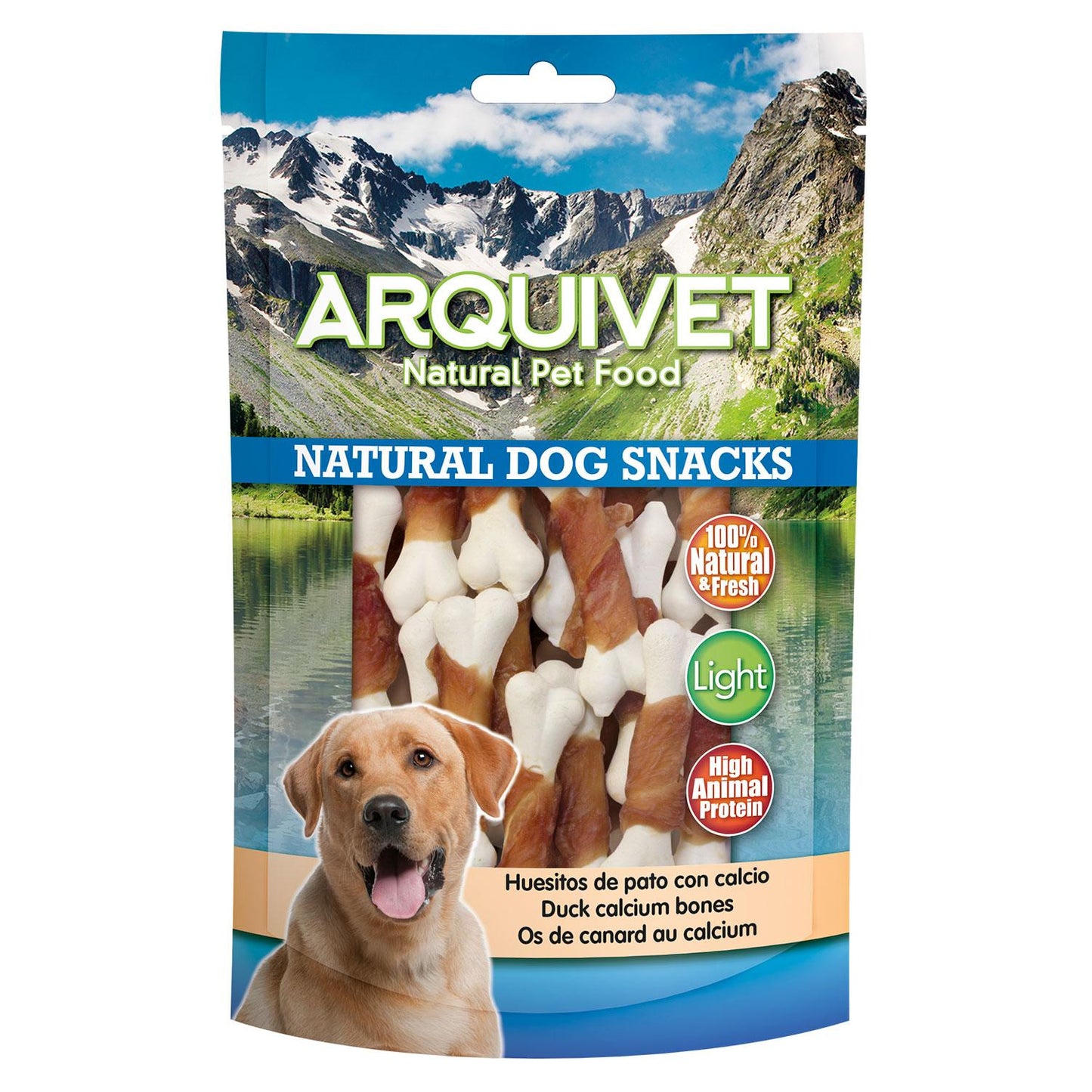 Petisco natural para cães: Ossos de pato com cálcio Arquivet 100g