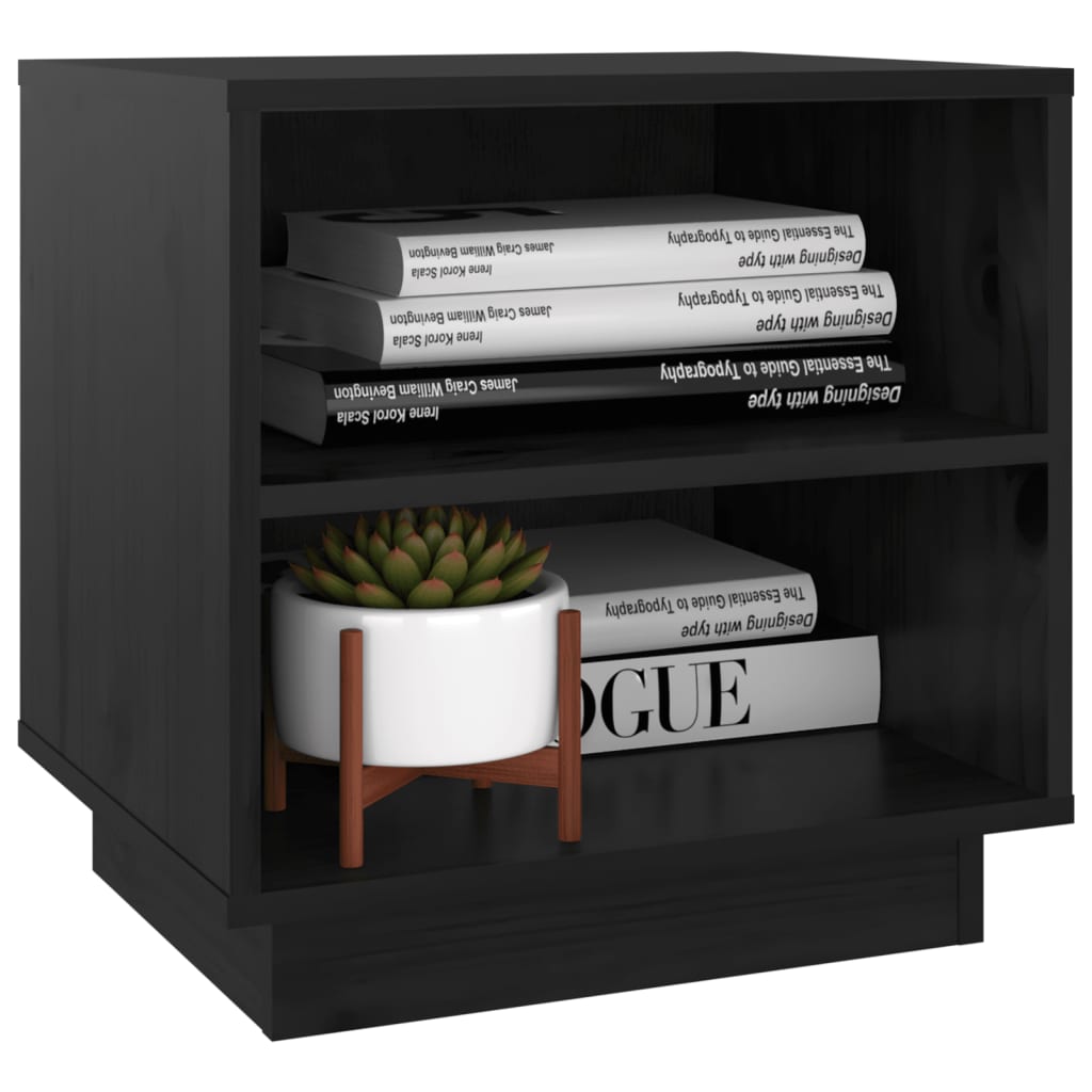 Mesitas De Noche 2 Uds Madera Maciza De Pino Negro 40x34x40 Cm_3
