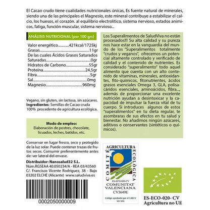 Sementes de Cacau Biológico Salud Viva 250g