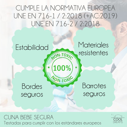 Cuna De Bebe Convertible En Cama Koala Con Kit Colecho, Colchón Morfeo Y Kit Barandillas_5