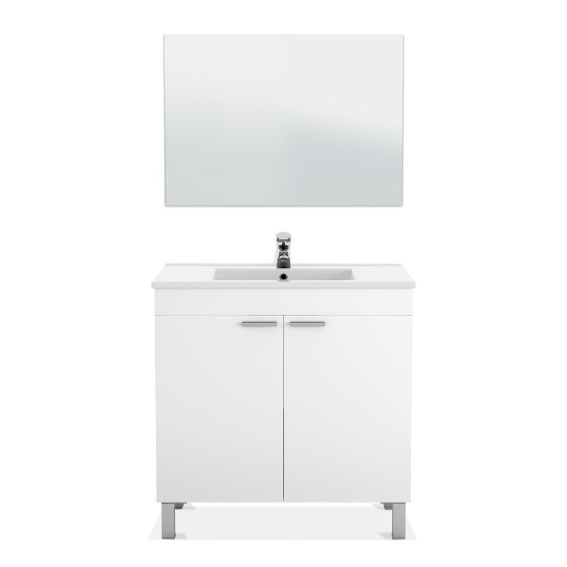 Mueble Lc1-80 De Baño - 2 Puertas + Espejo_0