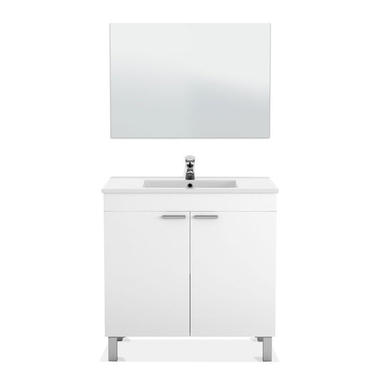 Mueble Lc1-80 De Baño - 2 Puertas + Espejo_0