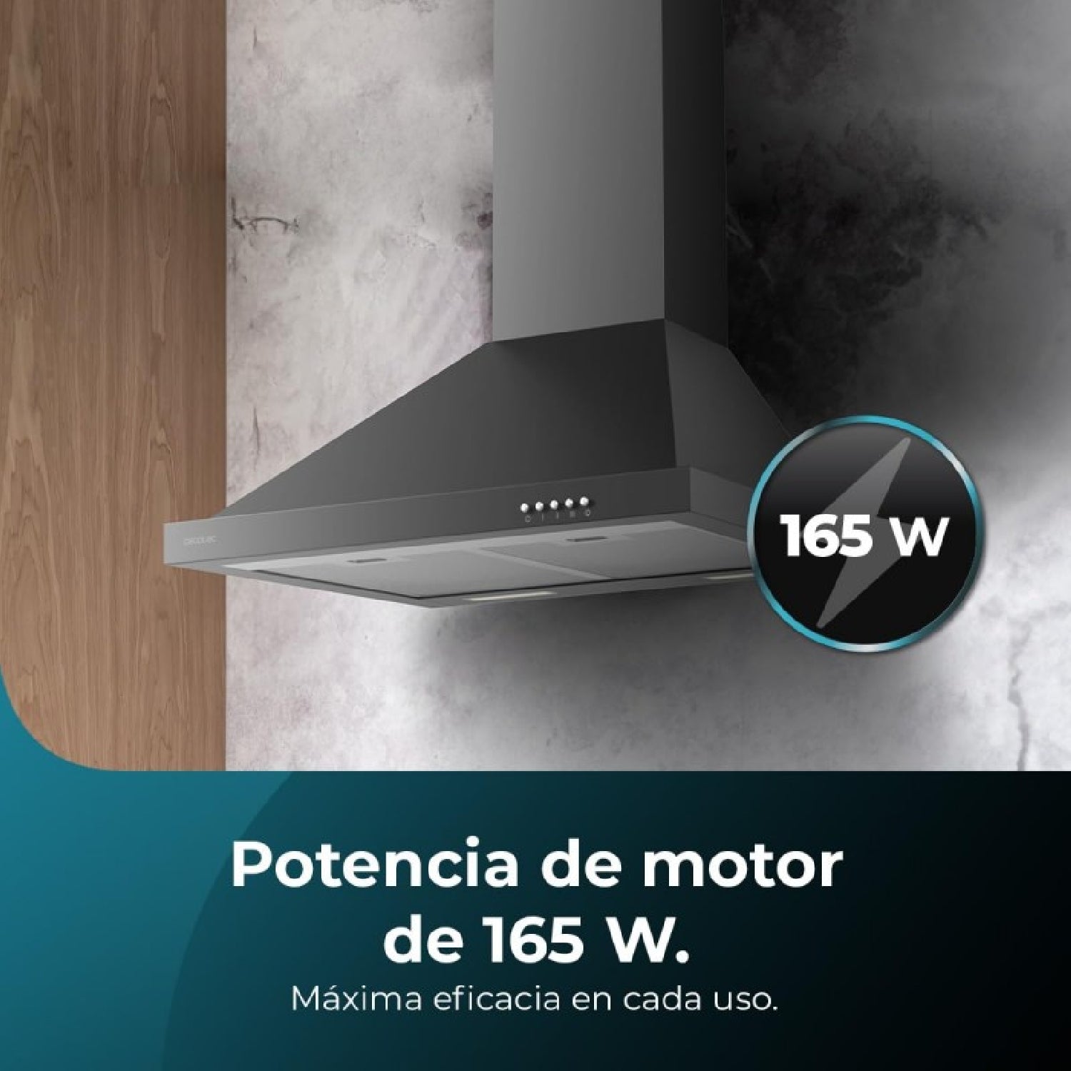 Campana Extractora 60 Cm Piramidal Bolero Flux Pm 606500 Black A. Motor 165w, Acabado Inox, Succión 650m3/h, Control Mecánico, 3 Niveles De Potencia_4