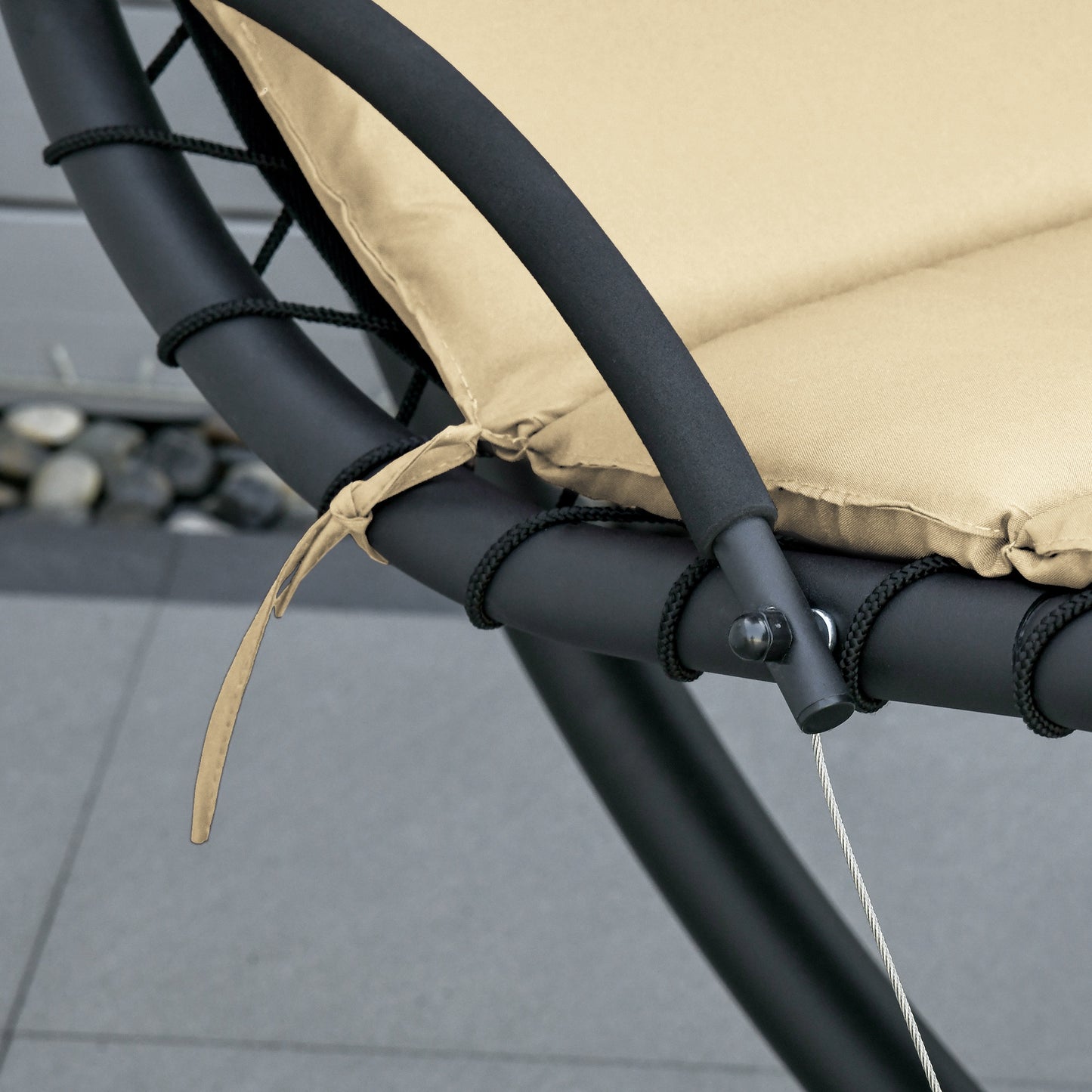 Outsunny Silla Colgante Con Soporte Toldo 190x110x190 Cm Beige_4