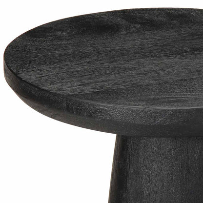 Mesa Auxiliar Madera Maciza De Mango Negra Ø30x60 Cm_3