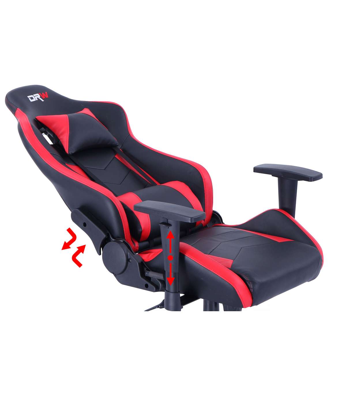 Sillon Giratorio Elevable Gamer Pro En Simil Piel Negro/rojo, 124-134 Cm(alto)70 Cm(ancho)70 Cm(fondo)._3