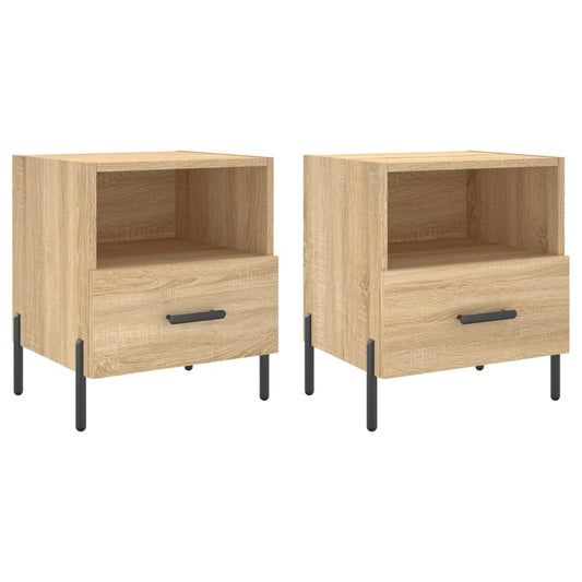 Mesita Noche 2 Uds Madera Ingeniería Roble Sonoma 40x35x47,5 Cm_0